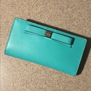 Kate Spade Wallet! Teal, Bow Trim, Snap Closure.